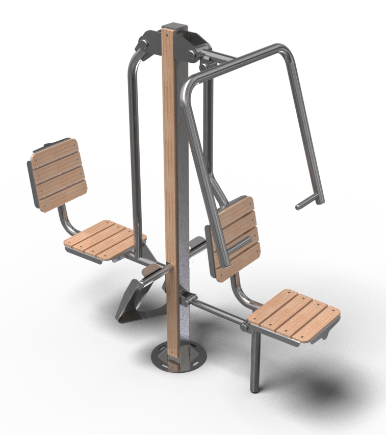 RVS - hout outdoor fitnesstoestel LEG AND CHEST PRESS