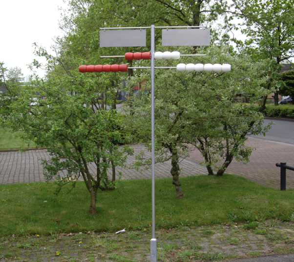 Tennis scorebord op parasolvoet